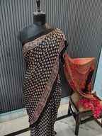 Midnight Stars Ajrakh Modal Silk Saree