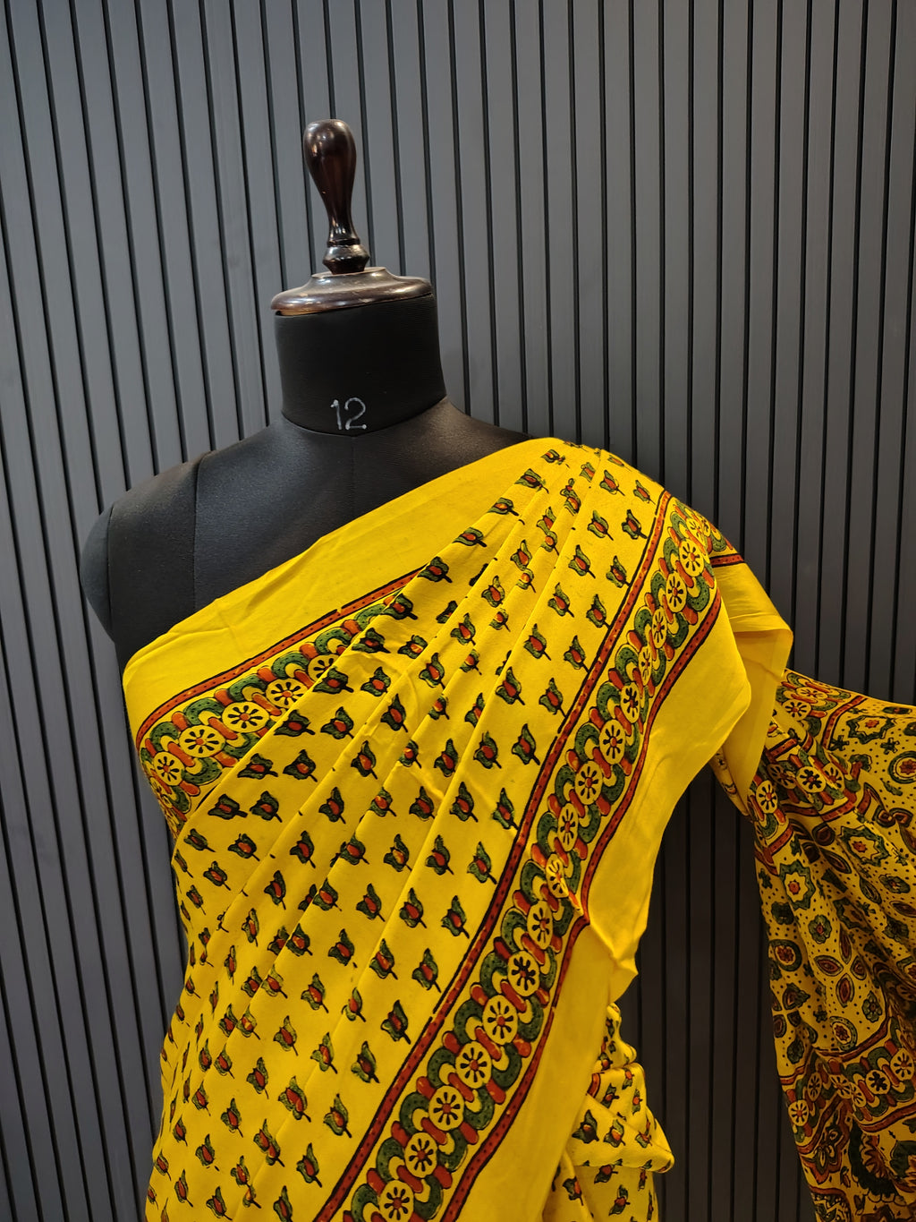 Marigold Ajrakh Modal Silk Saree