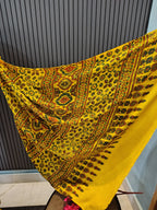 Marigold Ajrakh Modal Silk Saree