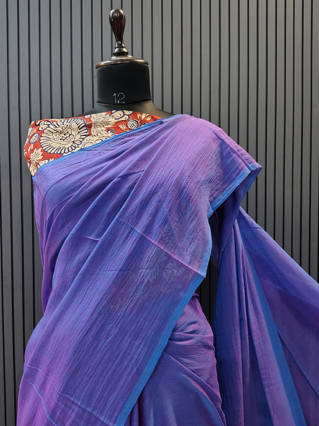 Amethyst Glow Plain Mulmul Saree