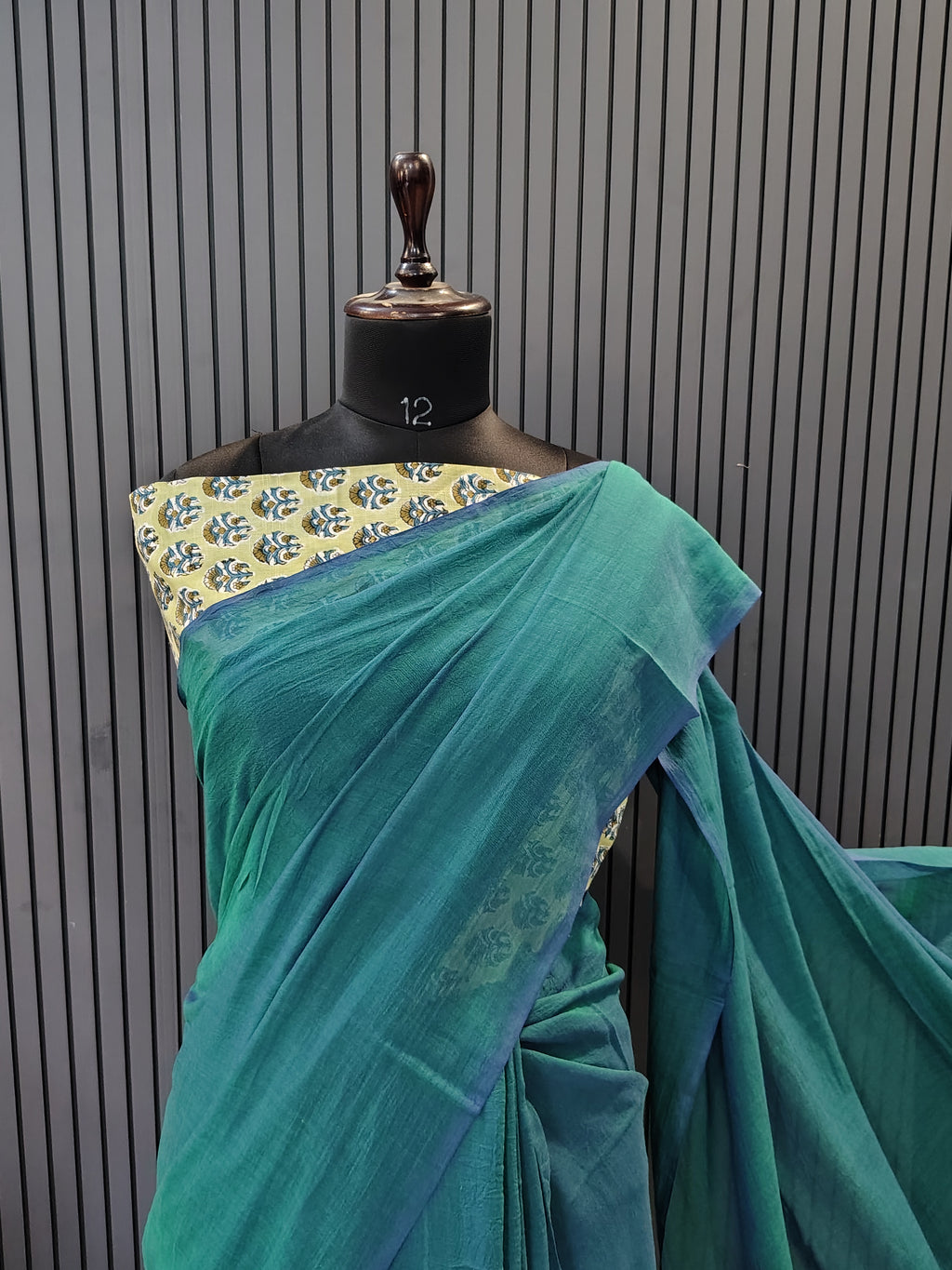 Emerald Green Plain Mulmul Saree