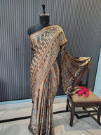 Taupe Ajrakh Modal Silk Saree