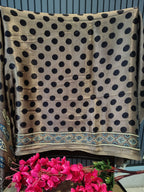 Taupe Ajrakh Modal Silk Saree