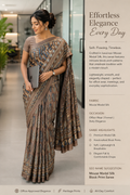 Taupe Ajrakh Modal Silk Saree