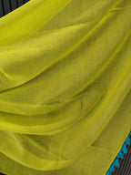 Neon Green Plain Mulmul Saree
