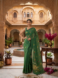 Green Soft Cotton Embroidery Saree